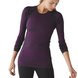 Lululemon About That Base Long Sleeve - Black / Tender Violet - Size 10